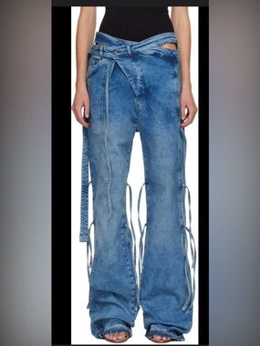 OTTOLINGER Blue Tie-Detail Wide Leg Women's Jeans